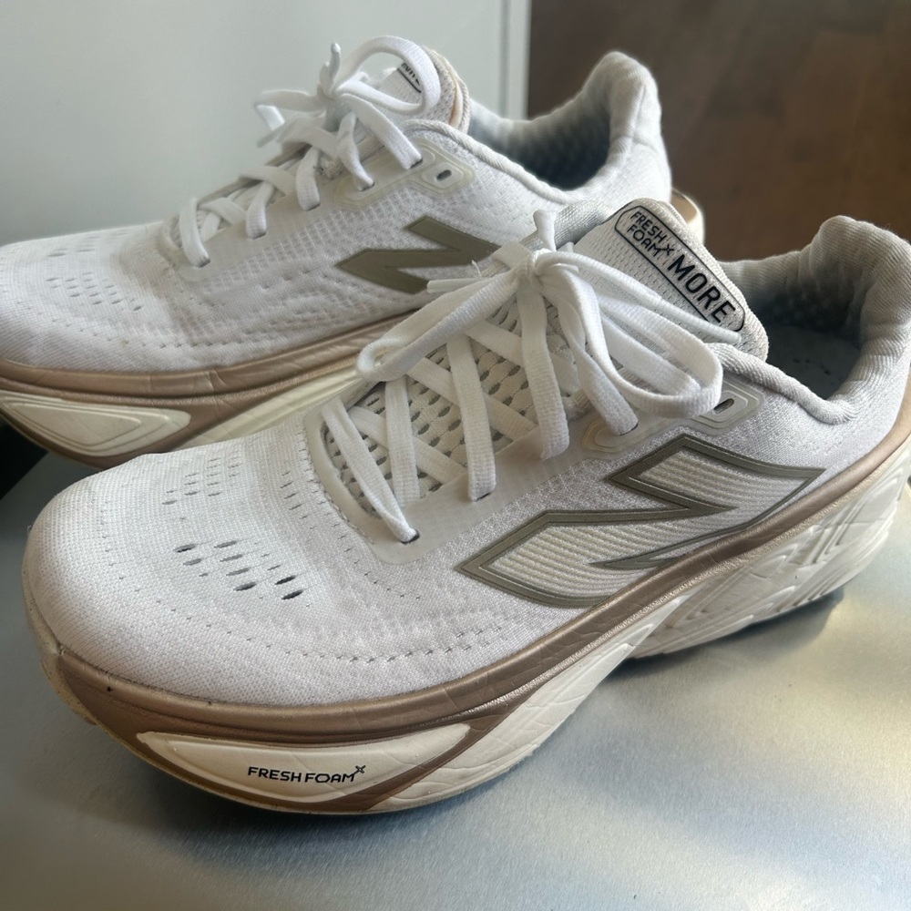 White and Tan Athletic Sneakers New Balance